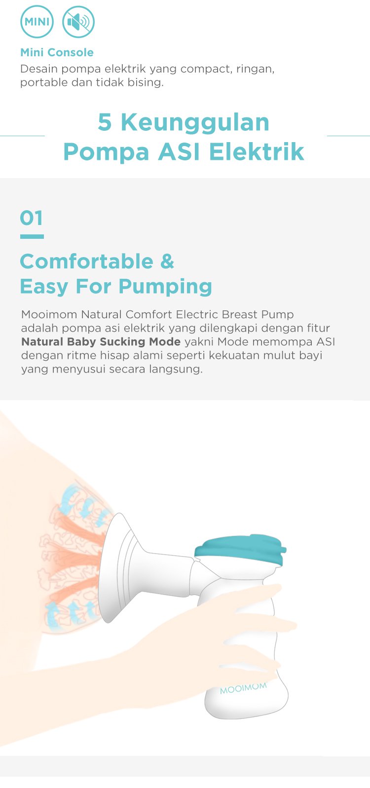 MOOIMOM New Electric Breast Pump - Pompa ASI Elektrik description image