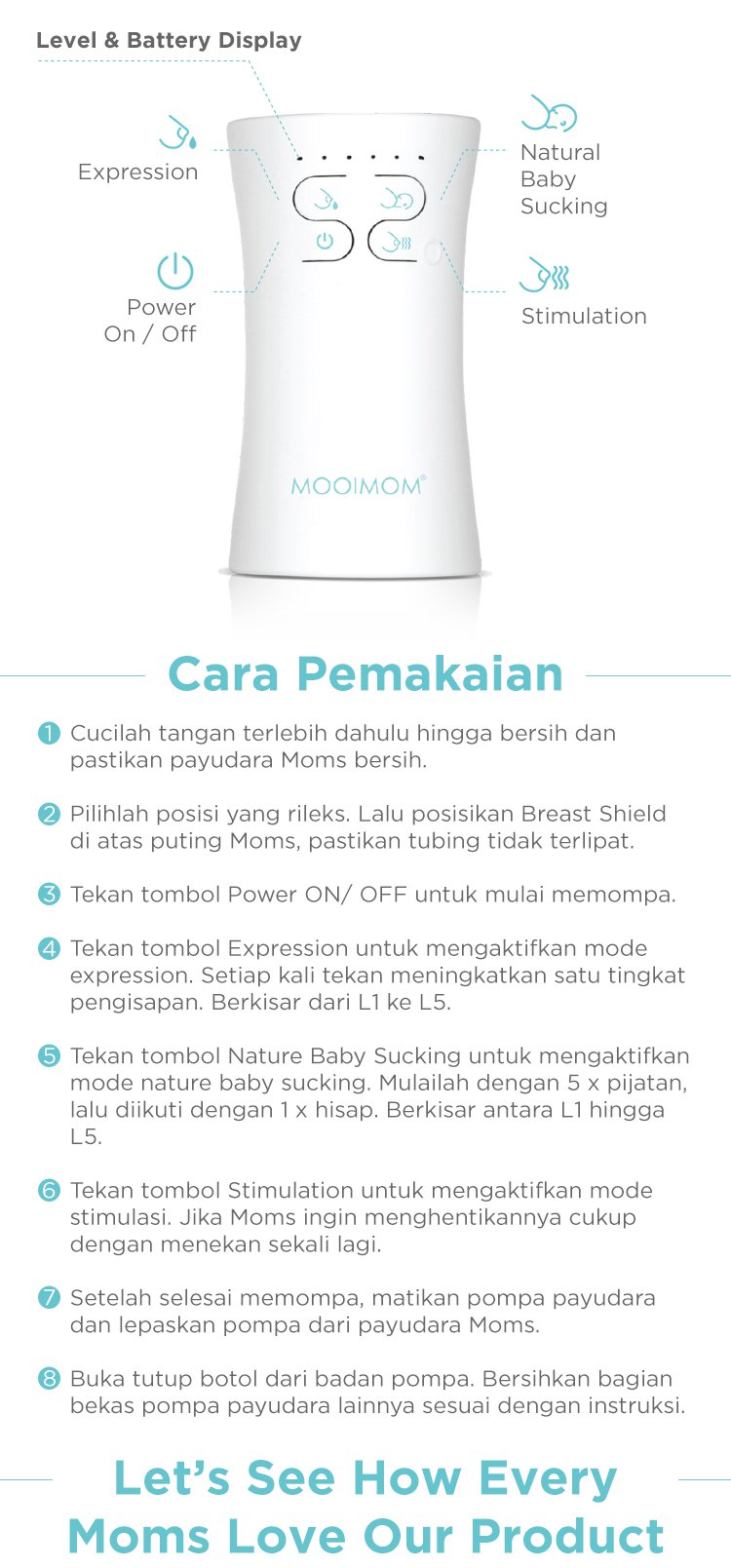 MOOIMOM New Electric Breast Pump - Pompa ASI Elektrik description image