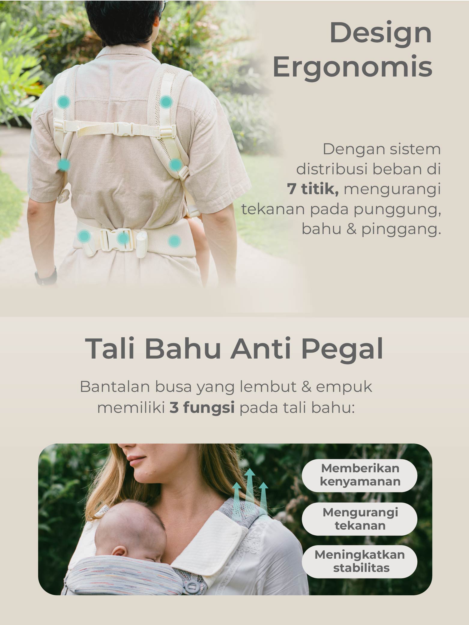MOOIMOM Carry & Cuddle Set A: Airyknit Baby Carrier White Vanilla with Fluffy Doll description image