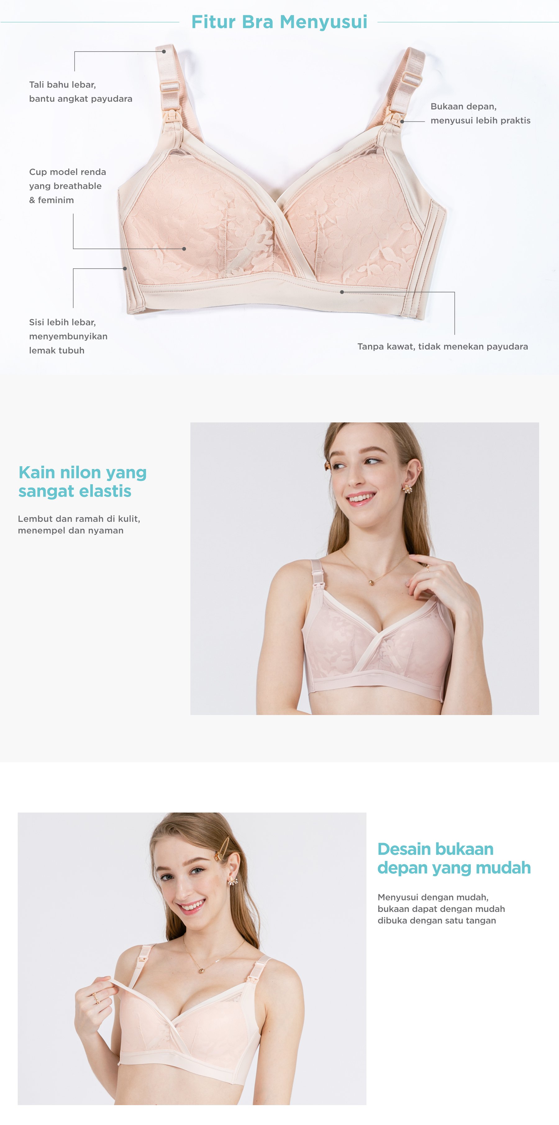 MOOIMOM Floral Wireless Maternity & Nursing Bra description image