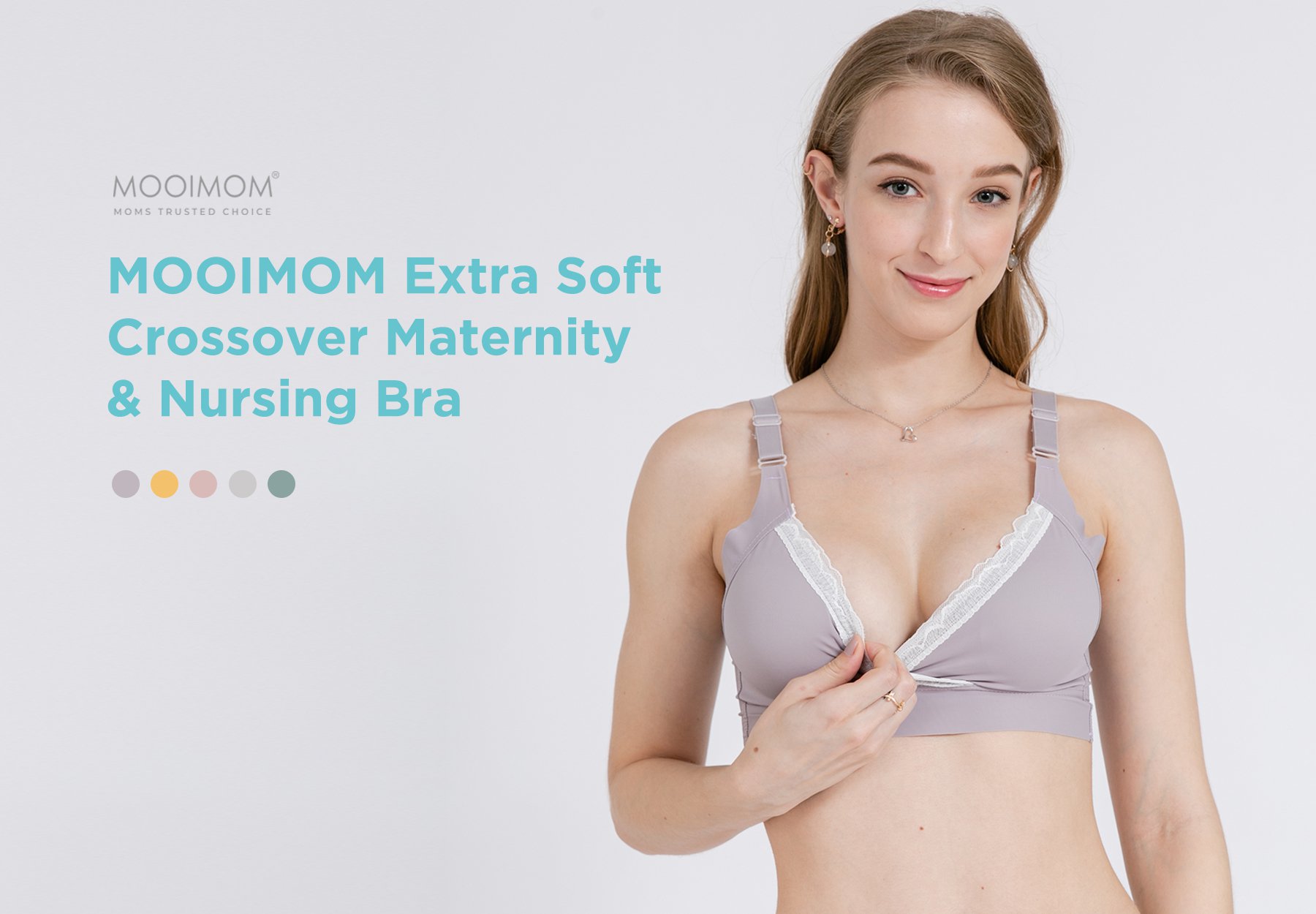 MOOIMOM Extra Soft Crossover Maternity & Nursing Bra description image