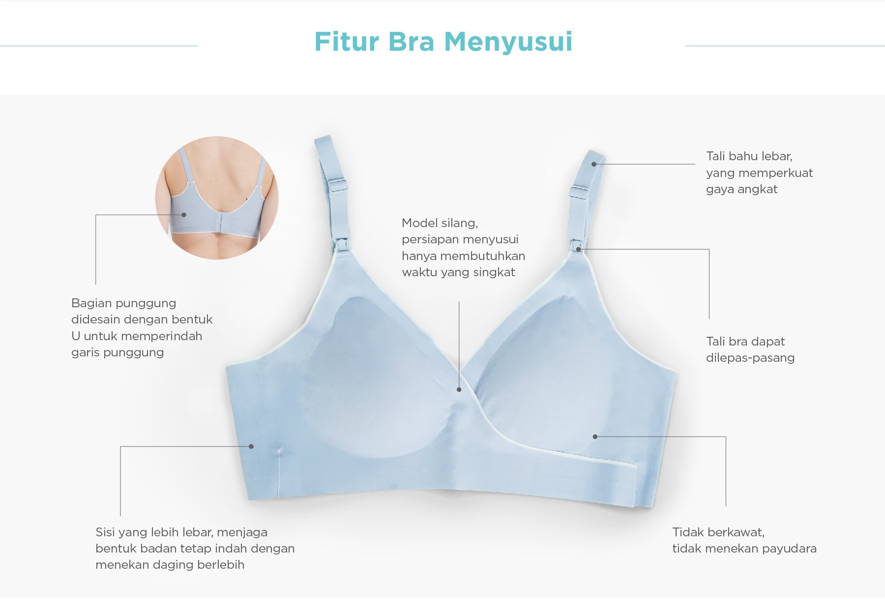 MOOIMOM Comfort Crossover Maternity & Nursing Bra - Bra Hamil & Menyusui description image