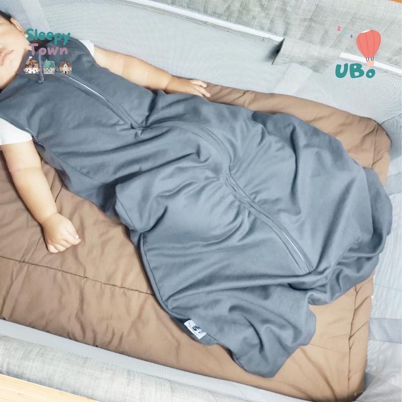 Sleepytown Kantong Tidur Bayi Tebal dan Lembut - UBo Sleep Sack (100% Cotton) Bamboo Series dan Bambo Pattern Series Var. Grey Charcoal - Foto 4