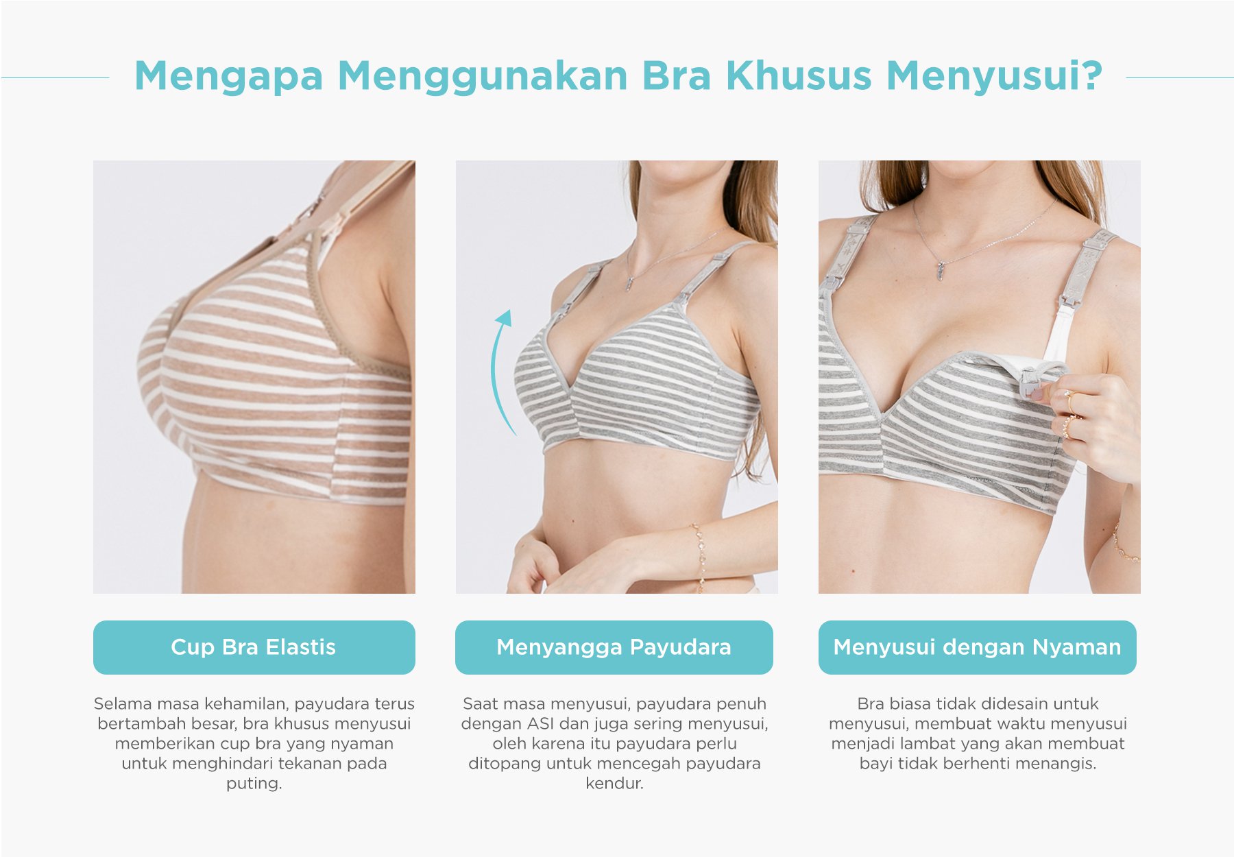 MOOIMOM Stripe Maternity & Nursing Bra - Bra Hamil & Menyusui description image