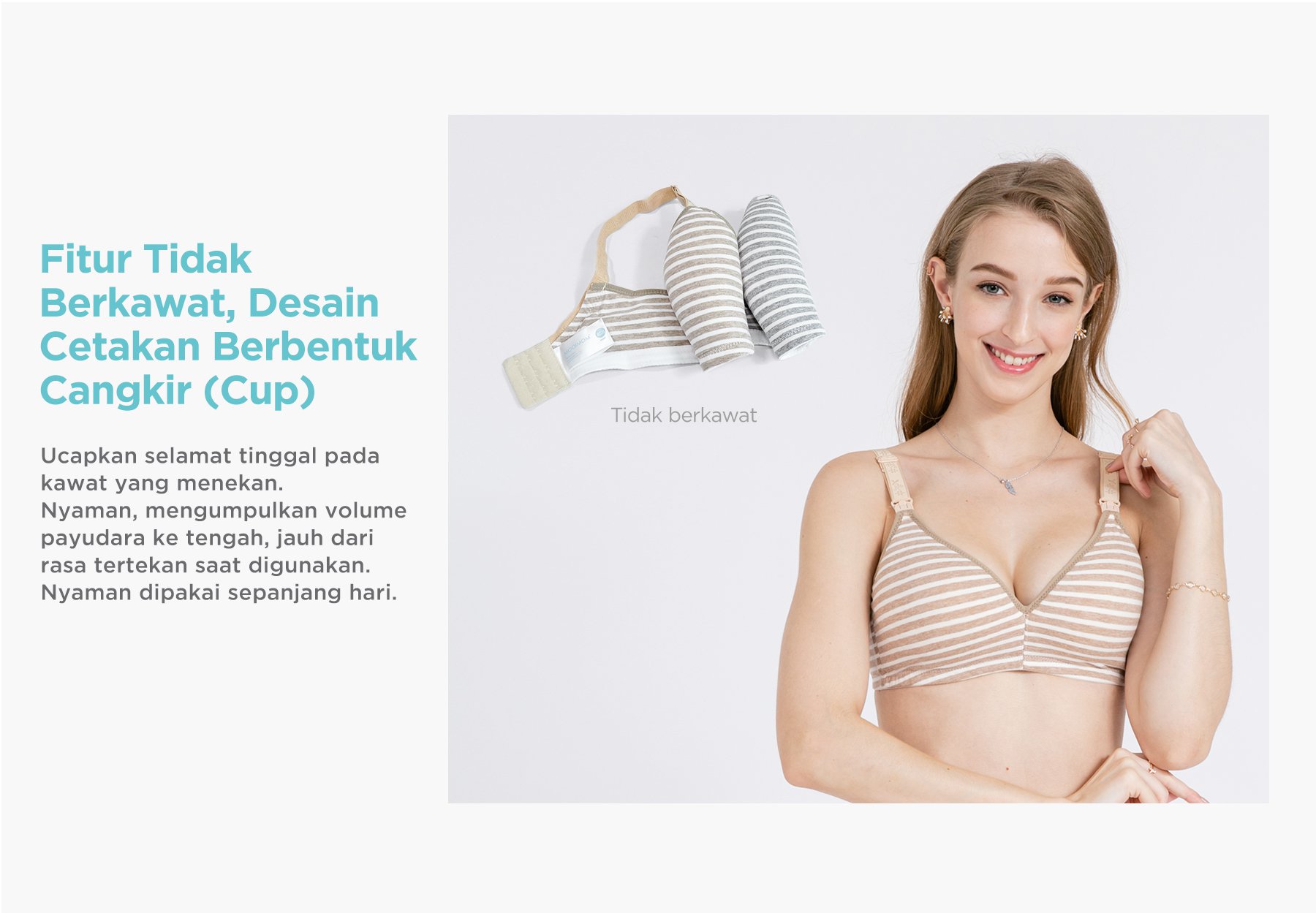 MOOIMOM Stripe Maternity & Nursing Bra - Bra Hamil & Menyusui description image