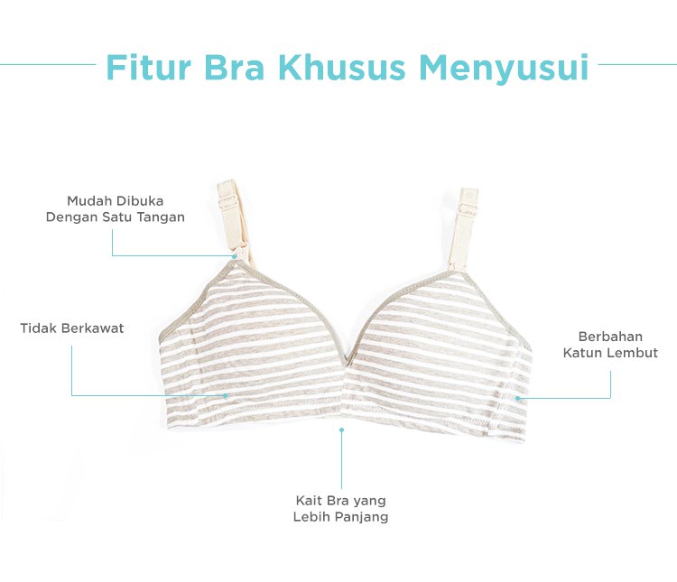 MOOIMOM Stripe Maternity & Nursing Bra - Bra Hamil & Menyusui description image