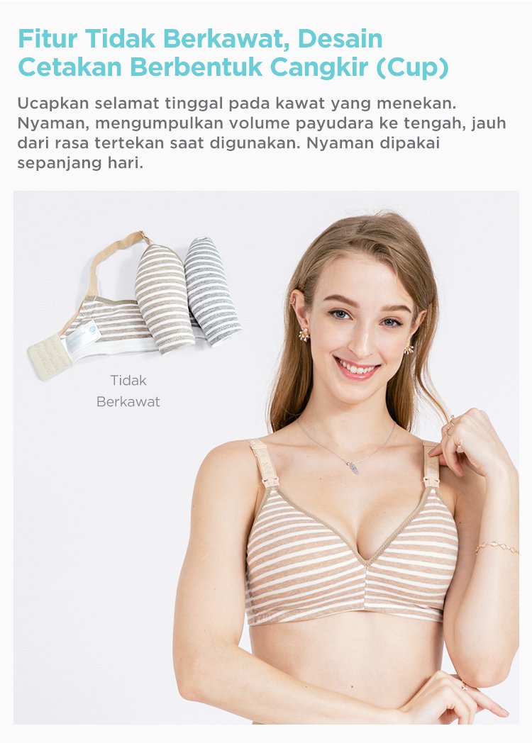 MOOIMOM Stripe Maternity & Nursing Bra - Bra Hamil & Menyusui description image