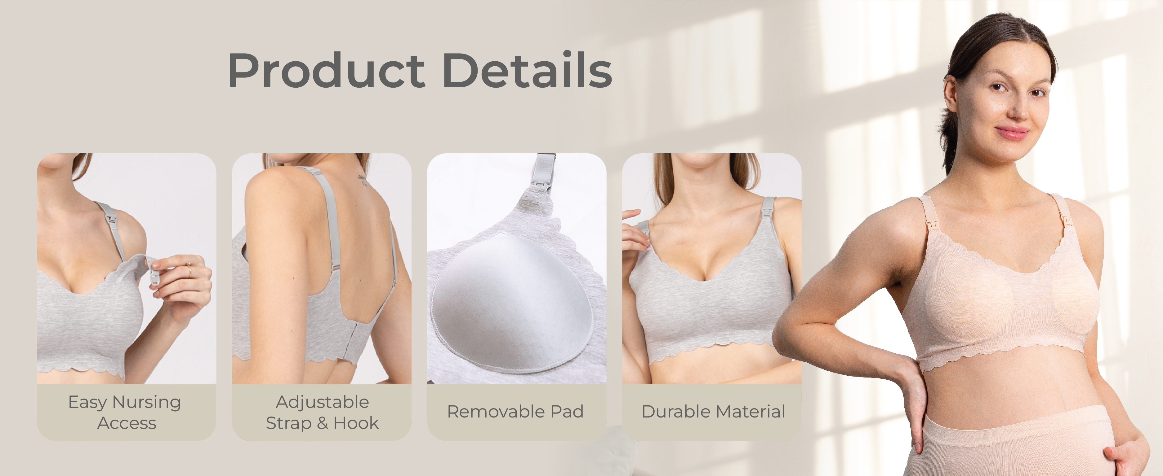 MOOIMOM Modal Seam-free Maternity & Nursing Bra - Bra Hamil & Menyusui description image