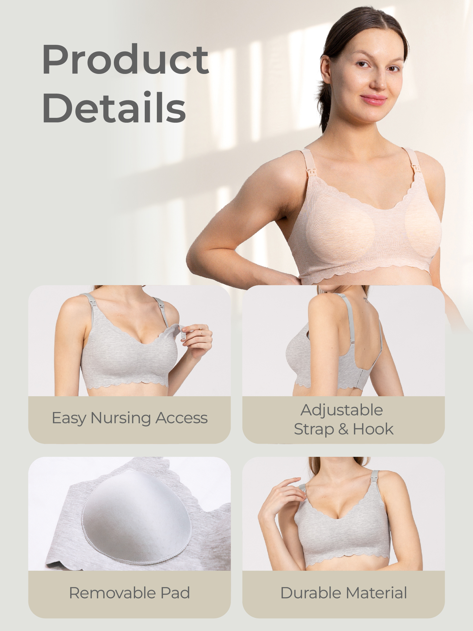 MOOIMOM Modal Seam-free Maternity & Nursing Bra - Bra Hamil & Menyusui description image