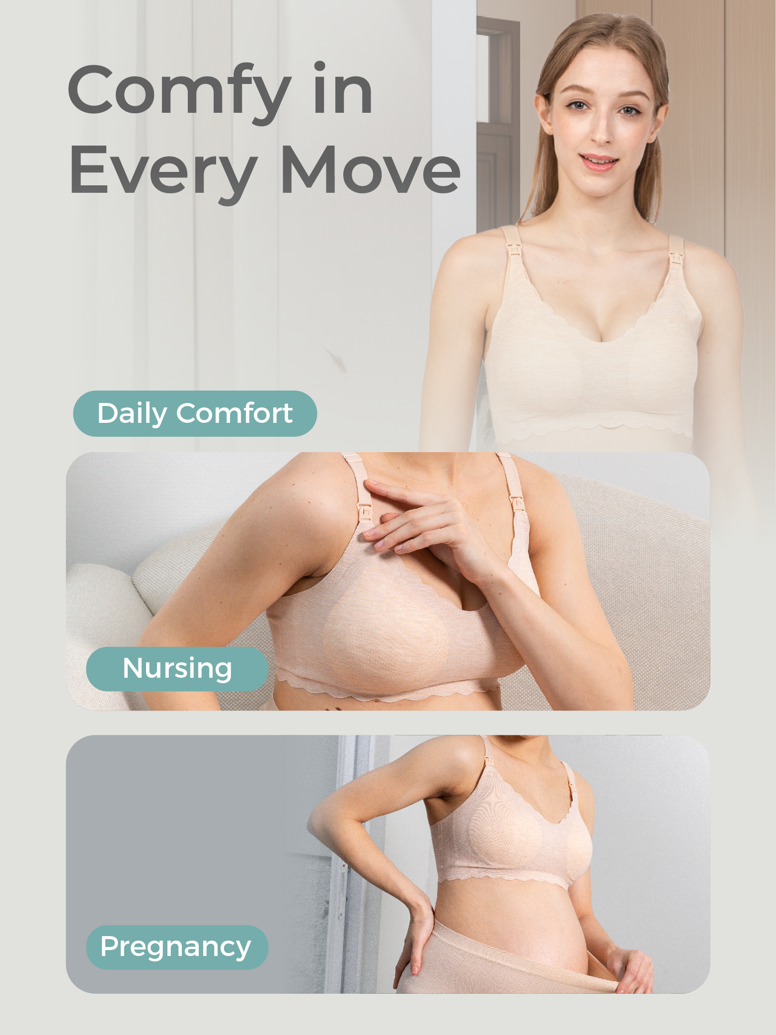 MOOIMOM Modal Seam-free Maternity & Nursing Bra - Bra Hamil & Menyusui description image