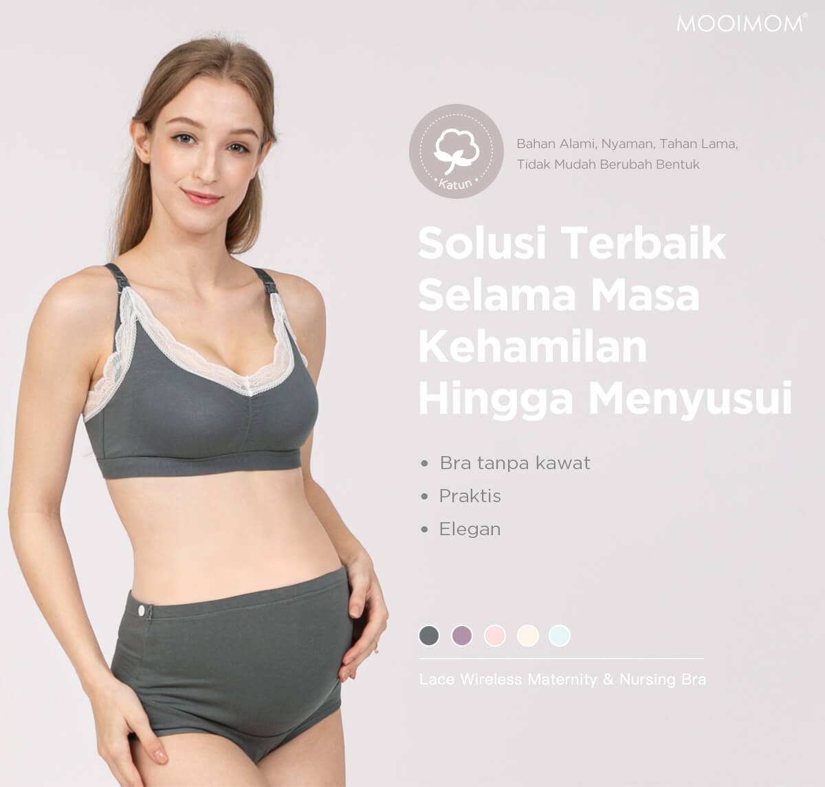 MOOIMOM Lace Wireless Maternity & Nursing Bra - Bra Hamil & Menyusui description image