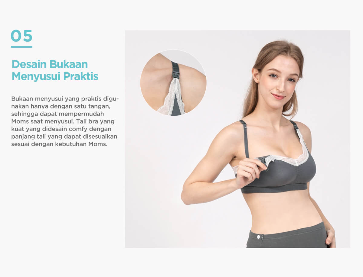 MOOIMOM Lace Wireless Maternity & Nursing Bra - Bra Hamil & Menyusui description image