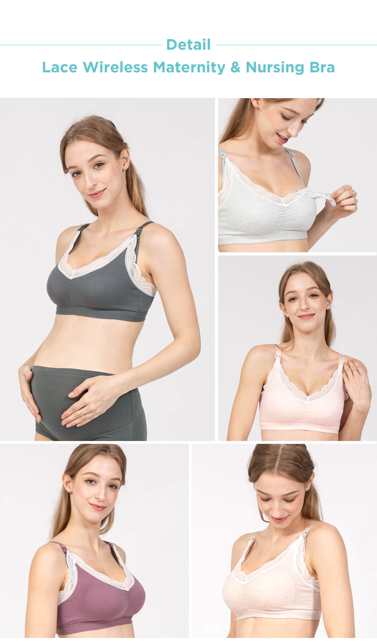 MOOIMOM Lace Wireless Maternity & Nursing Bra - Bra Hamil & Menyusui description image