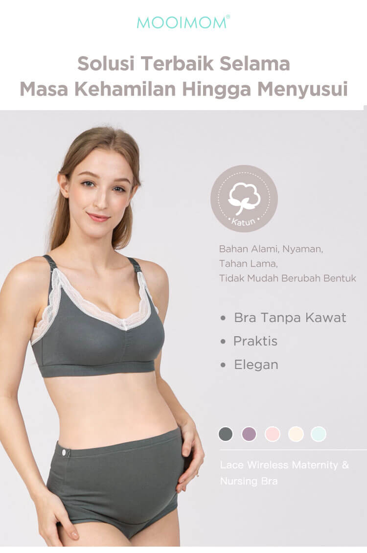 MOOIMOM Lace Wireless Maternity & Nursing Bra - Bra Hamil & Menyusui description image