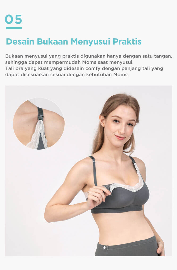 MOOIMOM Lace Wireless Maternity & Nursing Bra - Bra Hamil & Menyusui description image