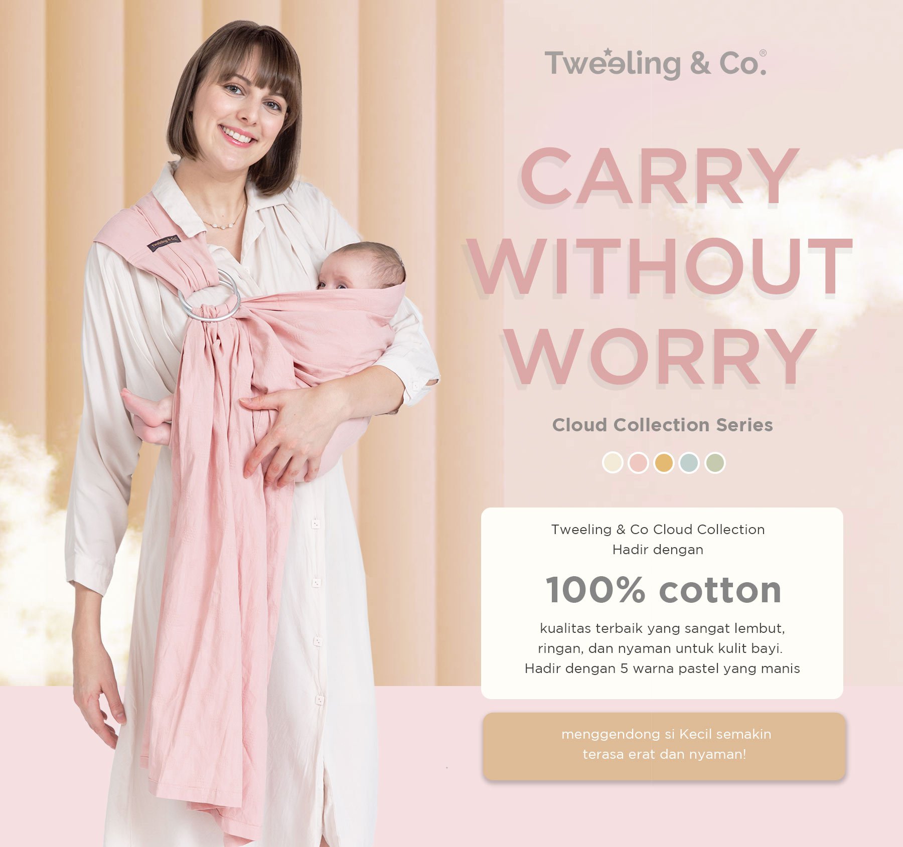 Tweeling & Co. Cloud Collection - Gendongan Bayi Kain description image