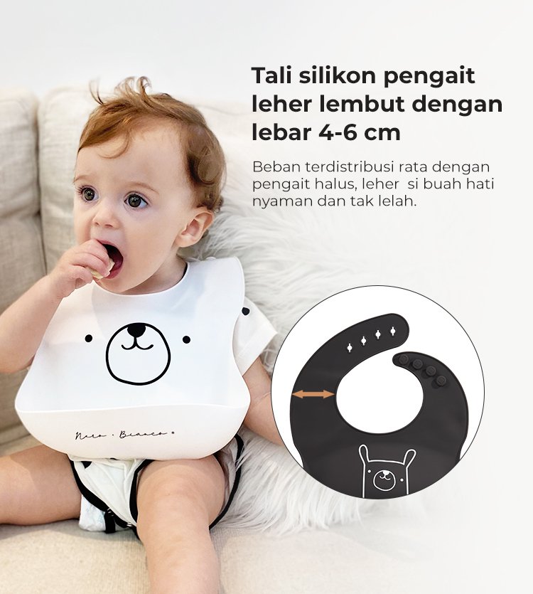 Nero Bianco Silicone BIB - Celemek Bayi description image