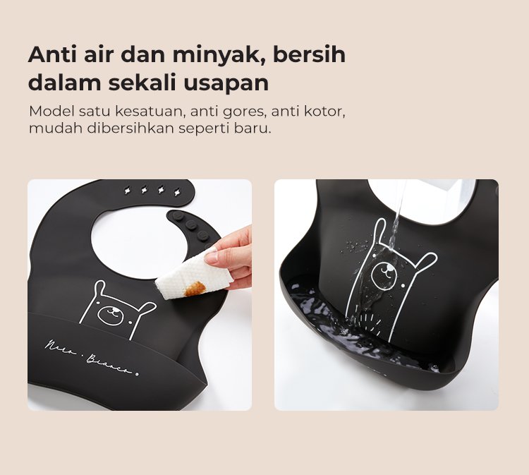 Nero Bianco Silicone BIB - Celemek Bayi description image