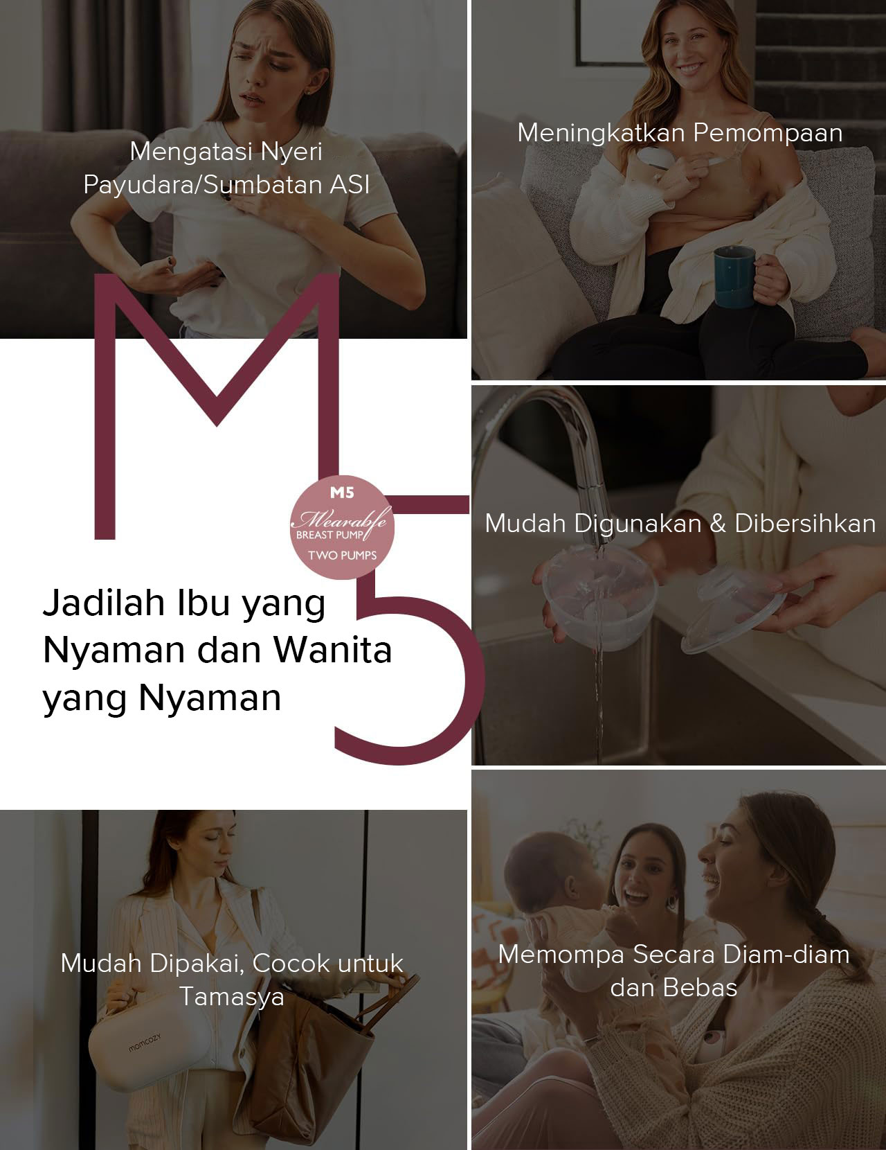 [PRE ORDER] Momcozy All-in-one M5 Wearable Breast Pump (Grey) description image