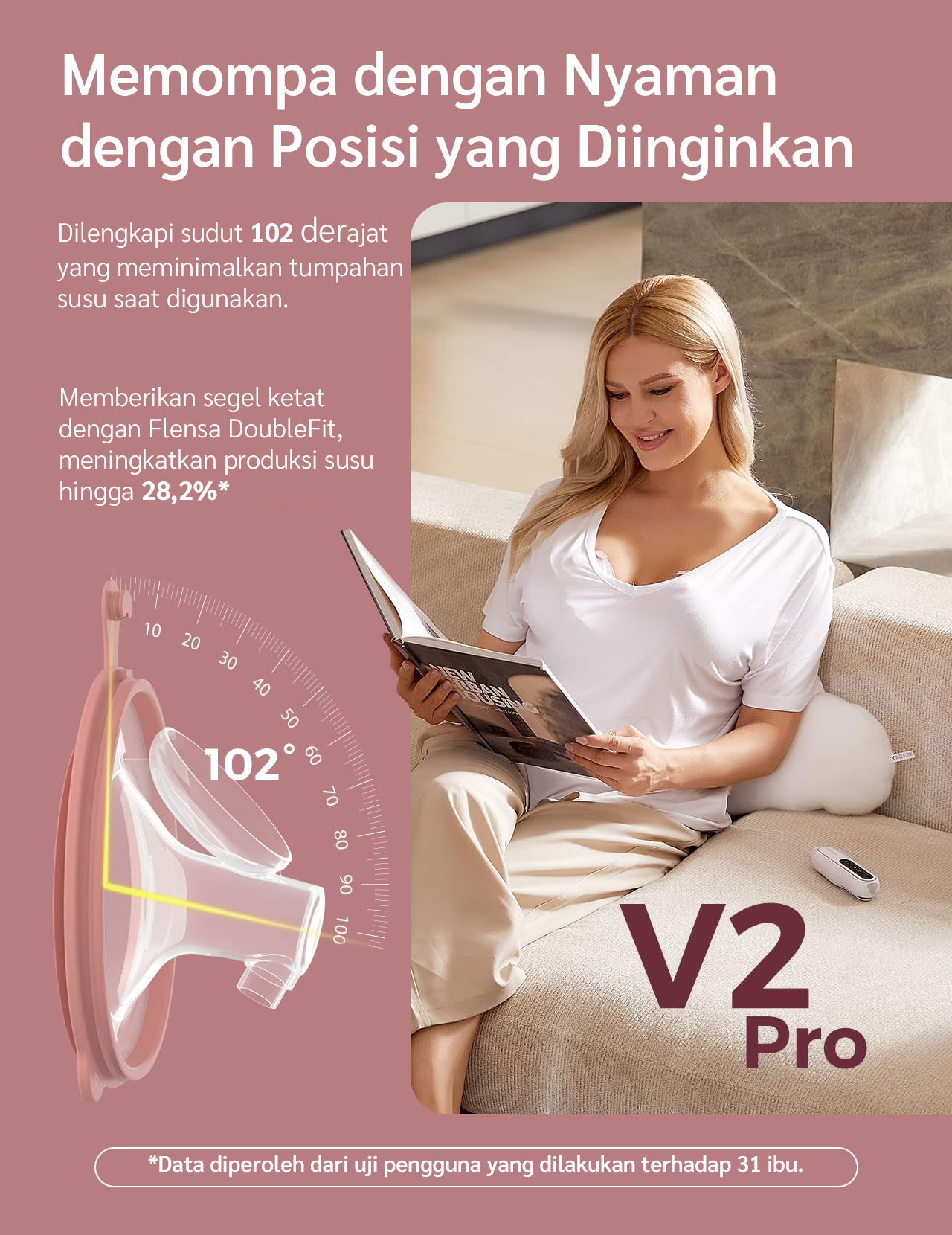 [PRE ORDER] Momcozy V2 Pro Hospital-Grade Wearable Breast Pump (Red) description image