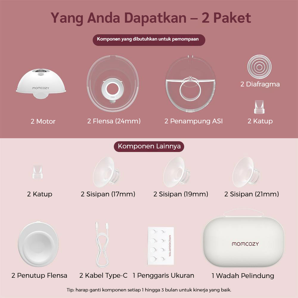 [PRE ORDER] Momcozy All-in-one M5 2pcs Wearable Breast Pump (Red) description image