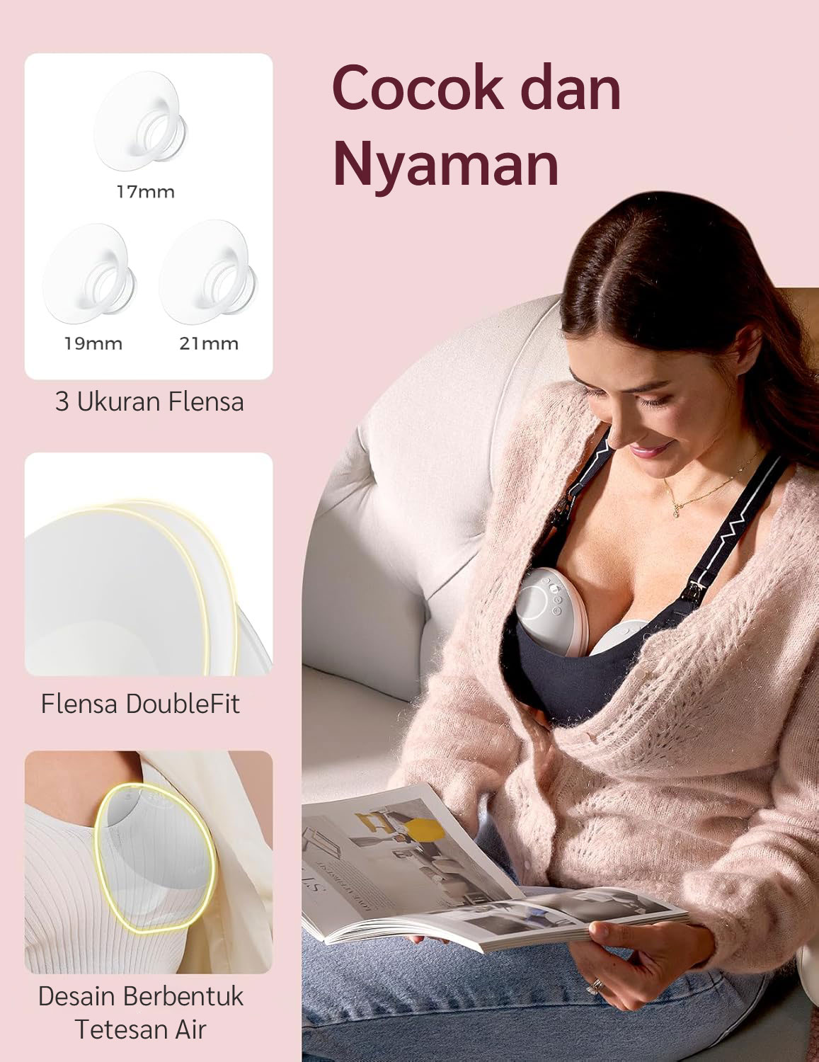 Momcozy Mobile Flow™ M9 Hands-Free Breast Pump (Red) description image