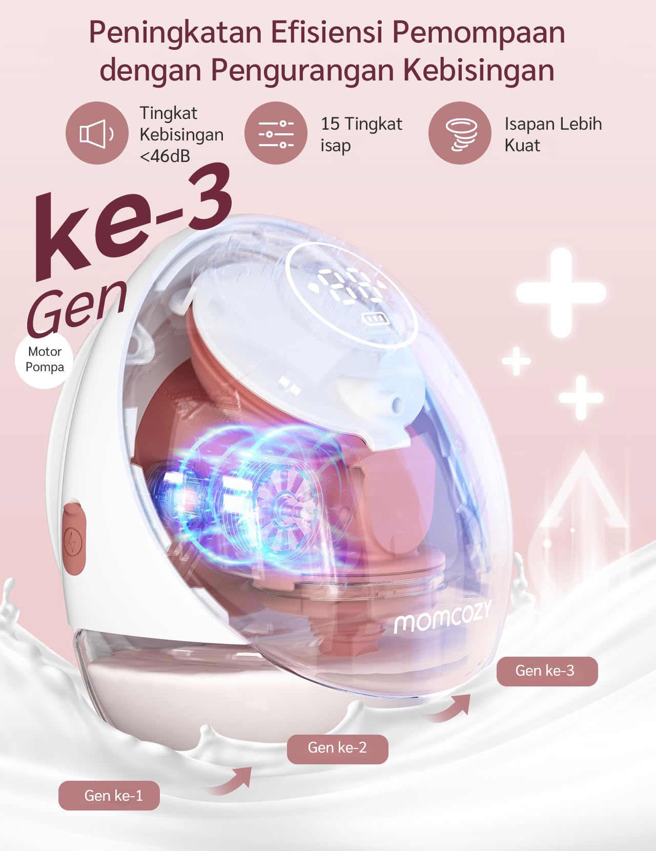 [PRE ORDER] Momcozy Mobile Flow™ M9 2pcs Hands-Free Breast Pump (Red) description image