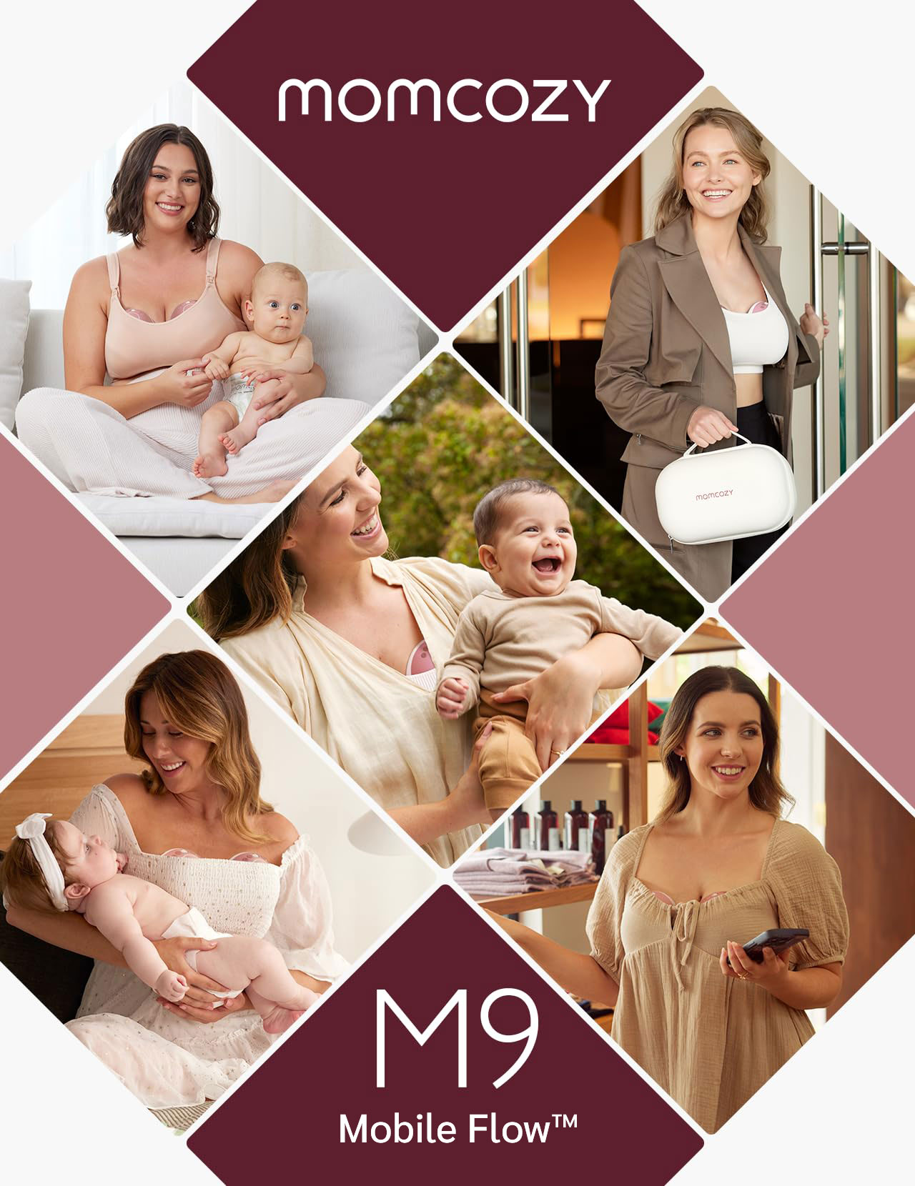 [PRE ORDER] Momcozy Mobile Flow™ M9 2pcs Hands-Free Breast Pump (Red) description image