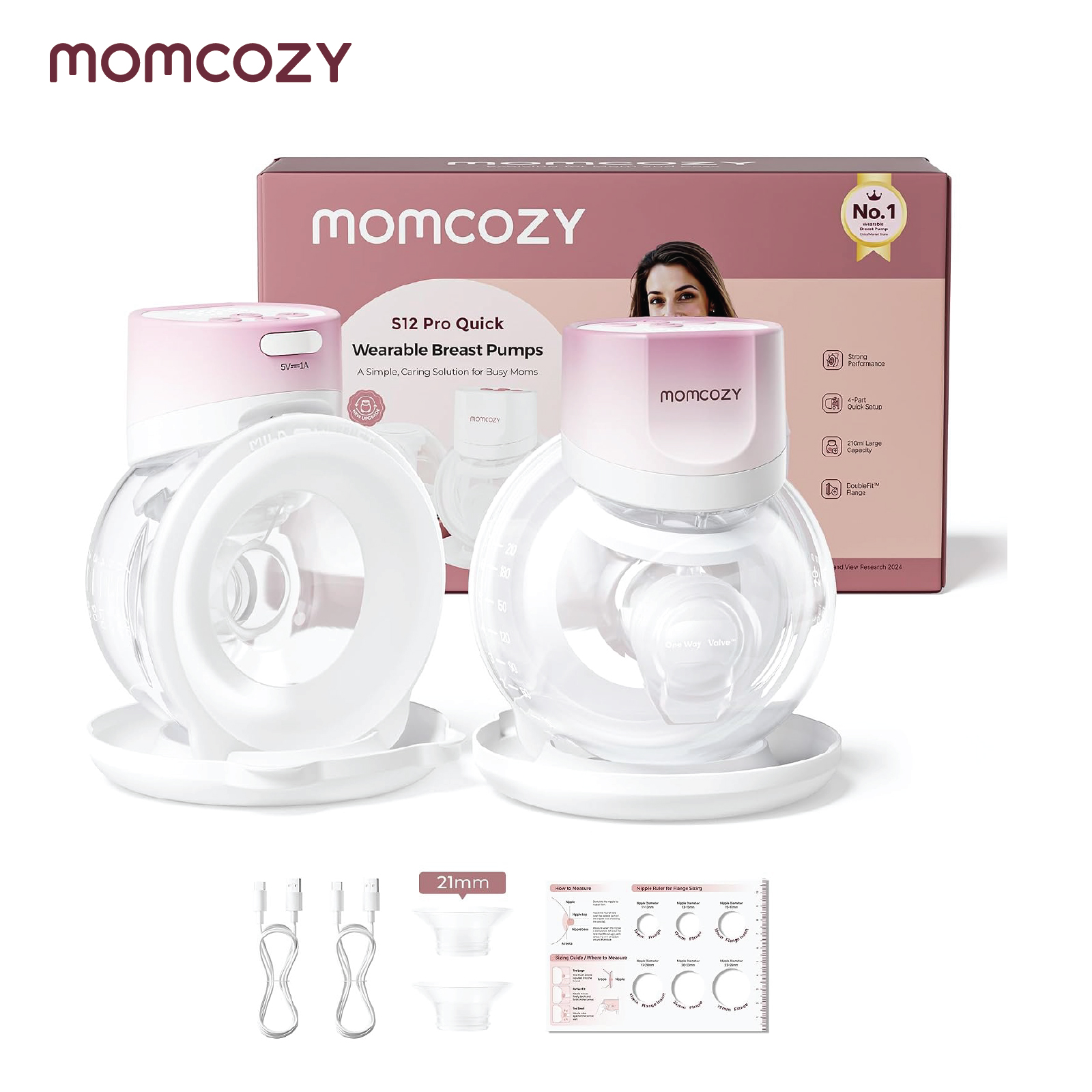 Momcozy S12 Pro Quick Breast Pump Double - Pink