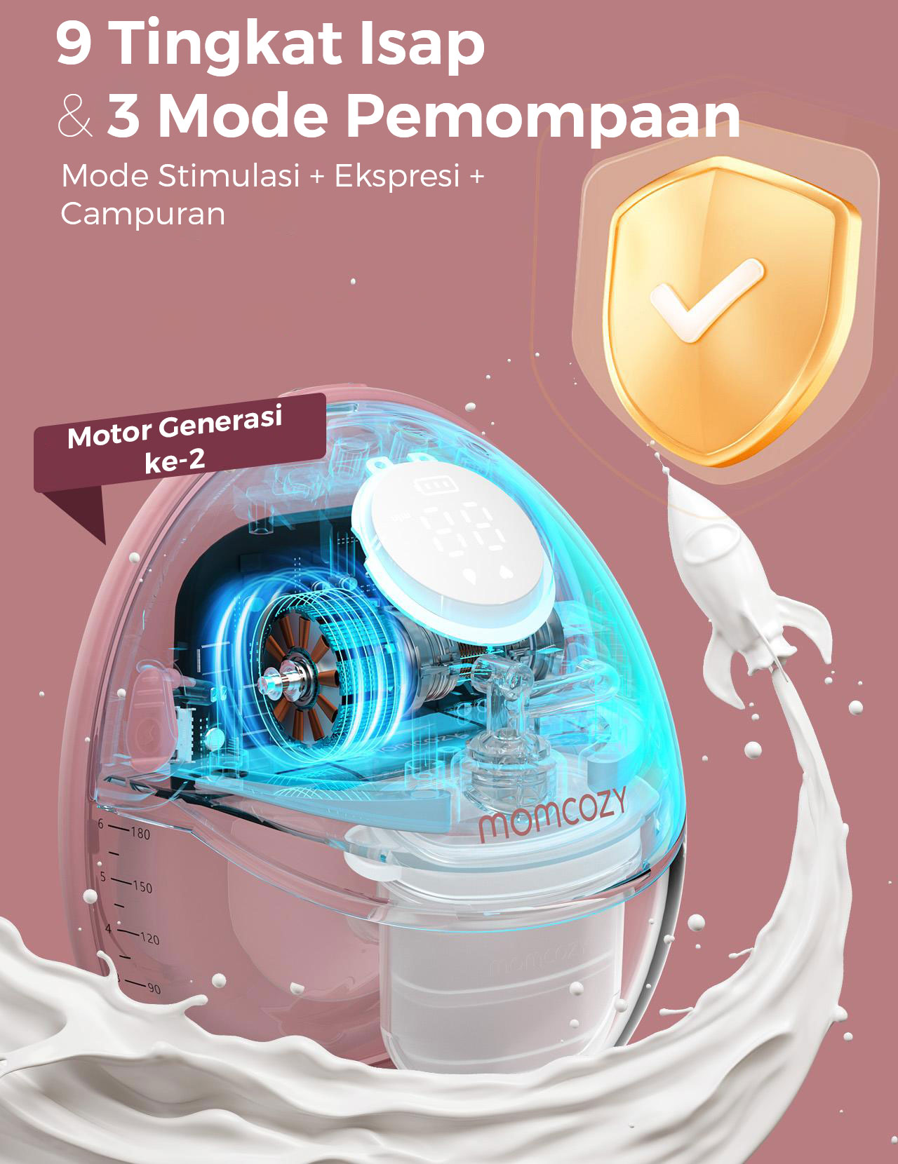 [PRE ORDER] Momcozy Mobile Style™ M6 2pcs Hands-free Slim Breast Pump (Red) description image