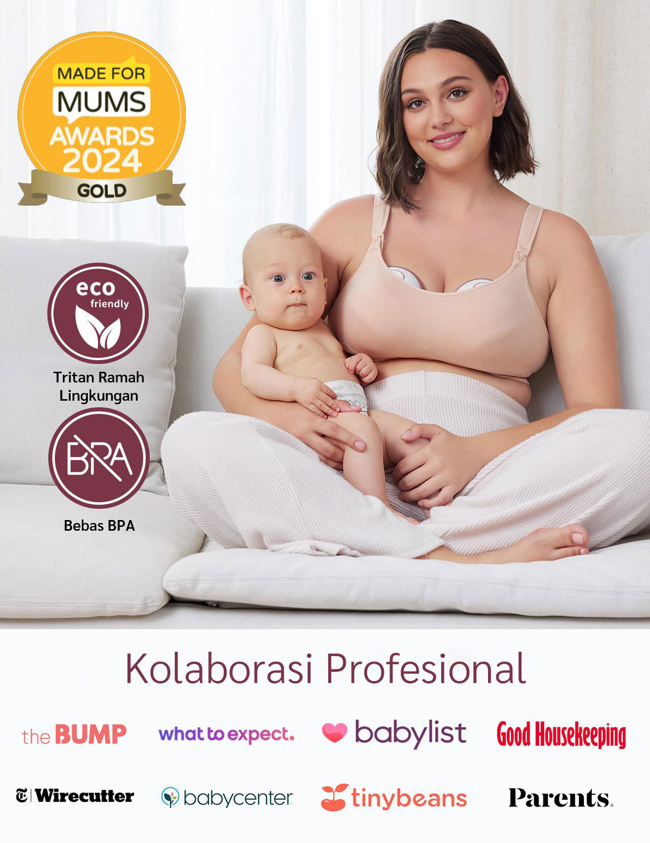 Momcozy Mobile Style™ M6 2pcs Hands-free Slim Breast Pump (Red) description image