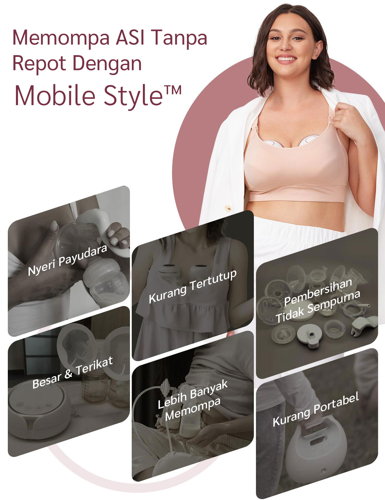 Momcozy Mobile Style™ M6 2pcs Hands-free Slim Breast Pump (Red) description image