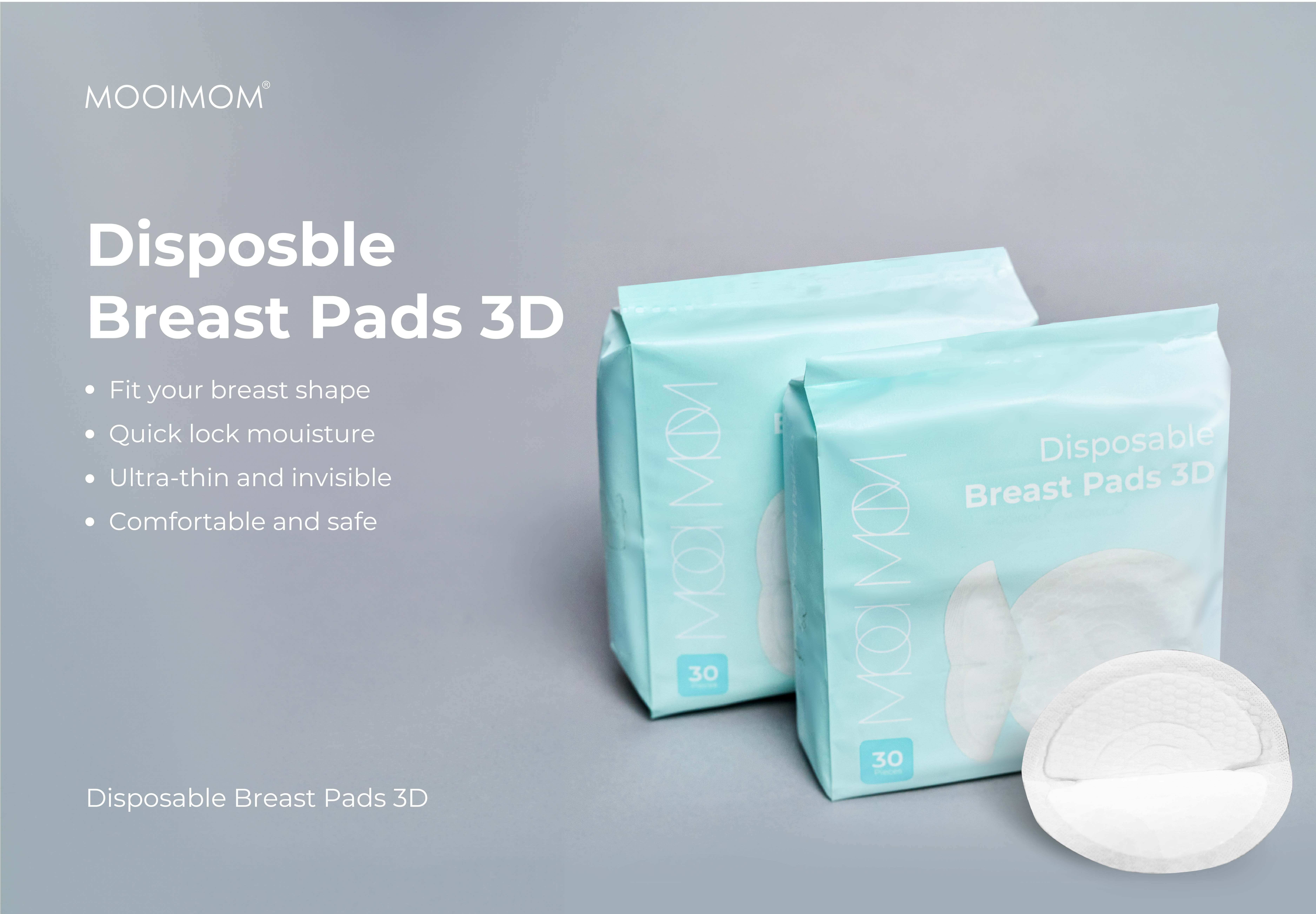 MOOIMOM Disposable Breast Pad 3D Ultra-Thin 120pcs - Penyerap ASI Sekali Pakai description image