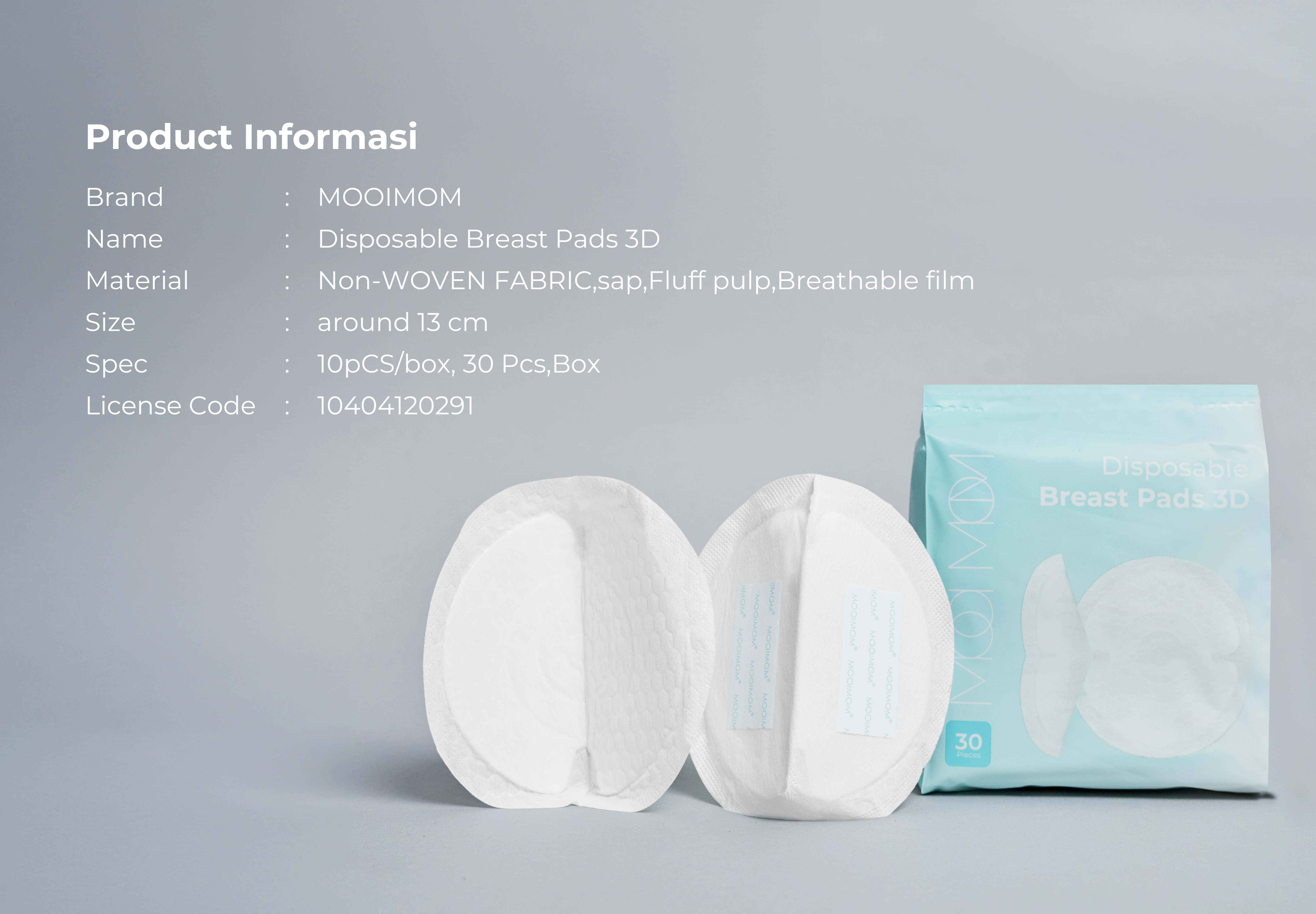 MOOIMOM Disposable Breast Pad 3D Ultra-Thin 120pcs - Penyerap ASI Sekali Pakai description image