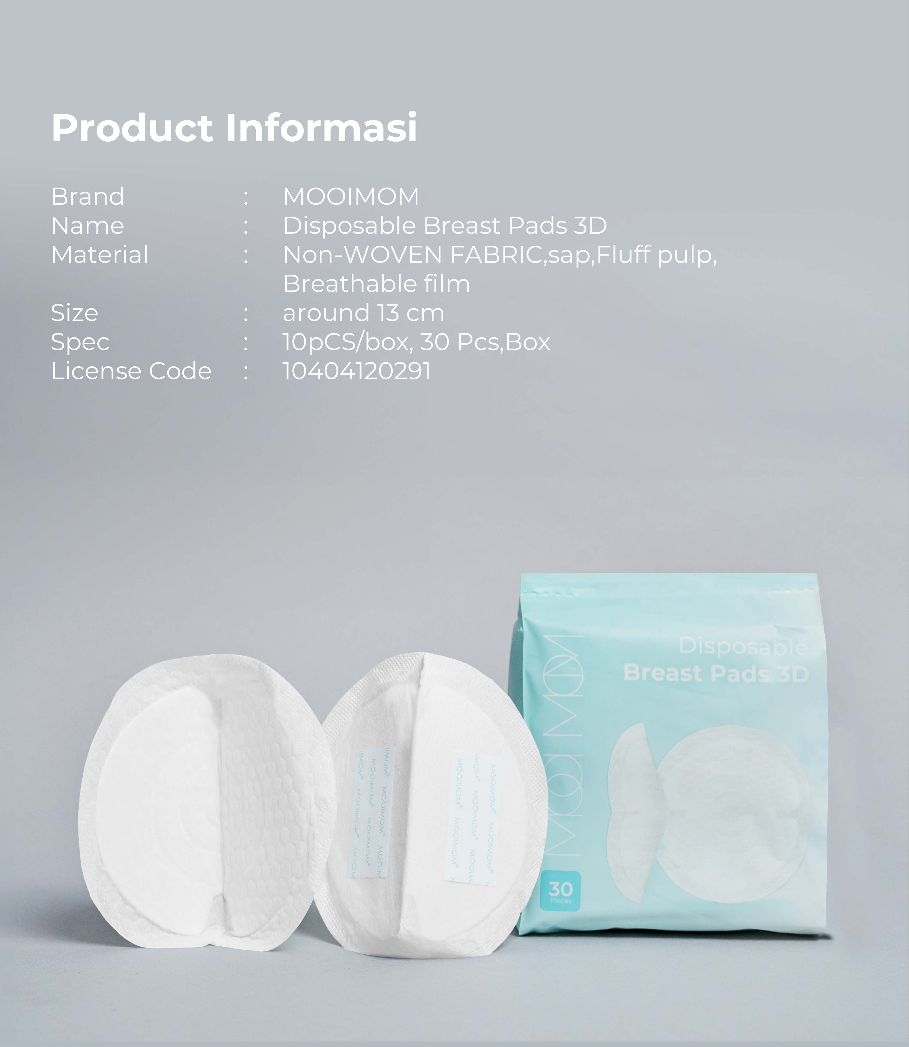 MOOIMOM Disposable Breast Pad 3D Ultra-Thin 120pcs - Penyerap ASI Sekali Pakai description image