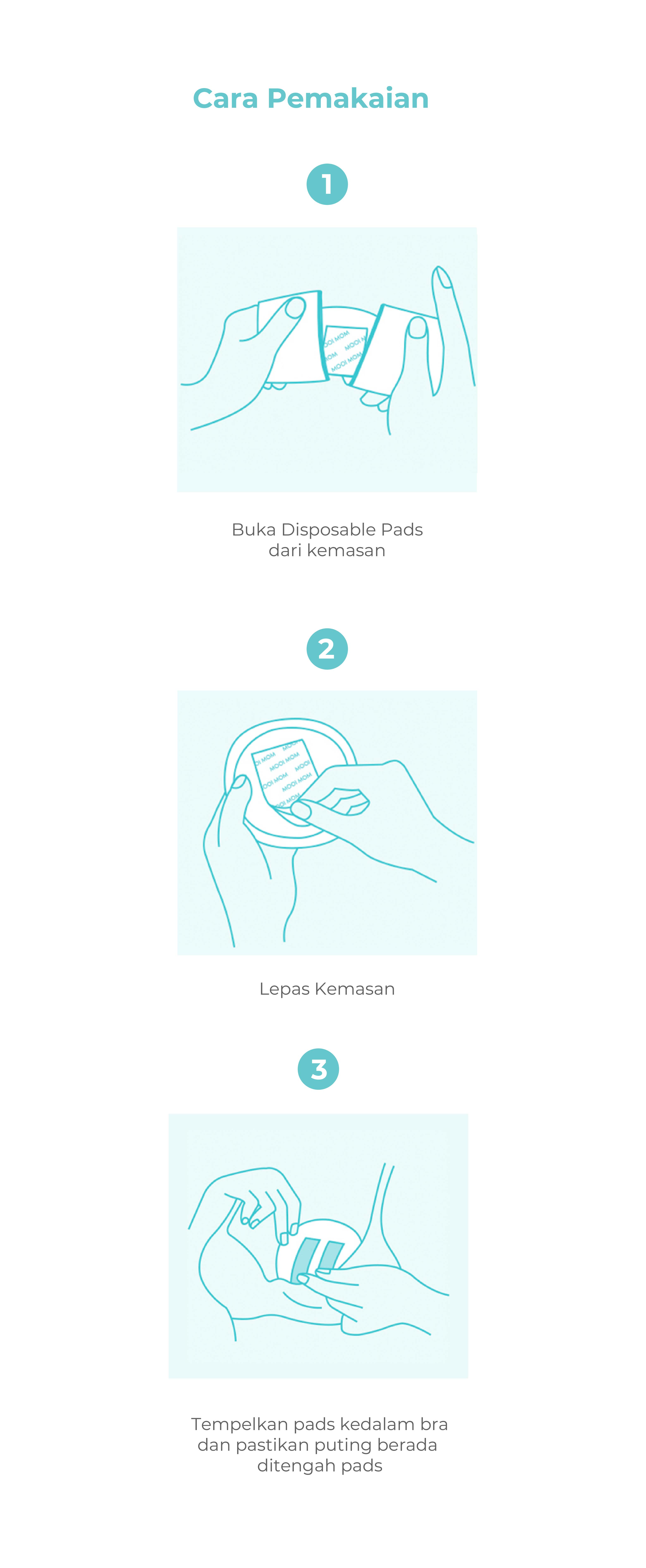 MOOIMOM Disposable Breast Pad 3D Ultra-Thin 120pcs - Penyerap ASI Sekali Pakai description image