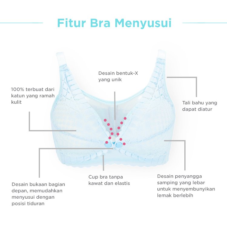 MOOIMOM Breathable Lace Maternity & Nursing Bra - Bra Hamil & Menyusui description image