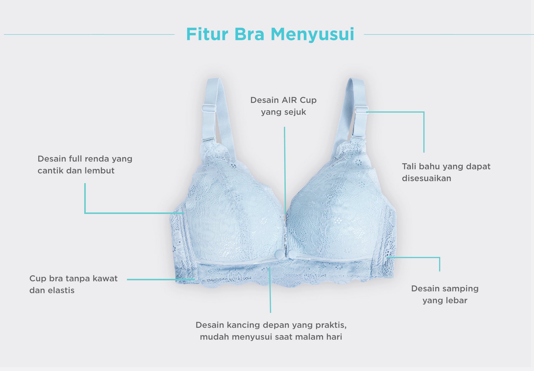 MOOIMOM Floral Lace Maternity & Nursing Bra - Bra Hamil & Menyusui description image