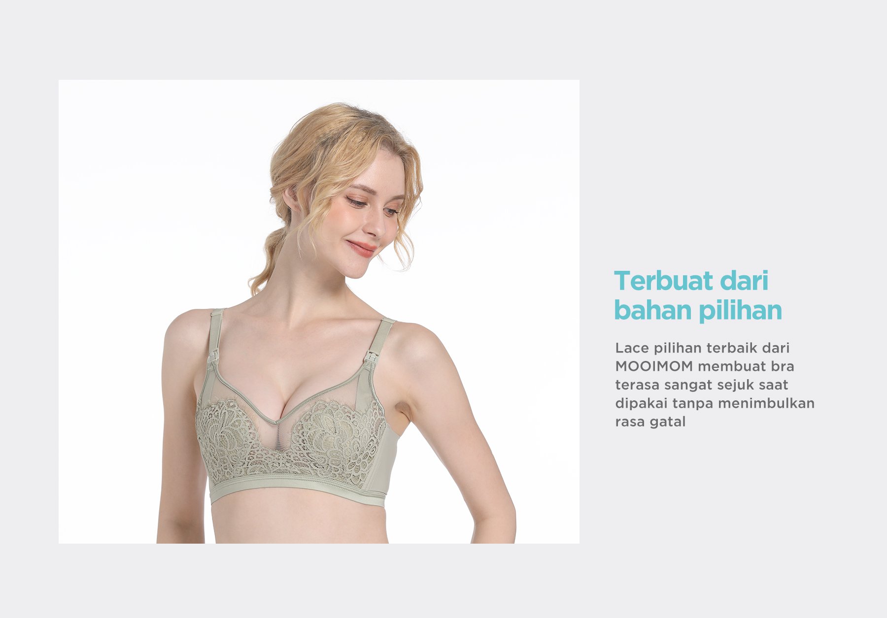 MOOIMOM Nude Lace Maternity & Nursing Bra - Bra Hamil & Menyusui description image