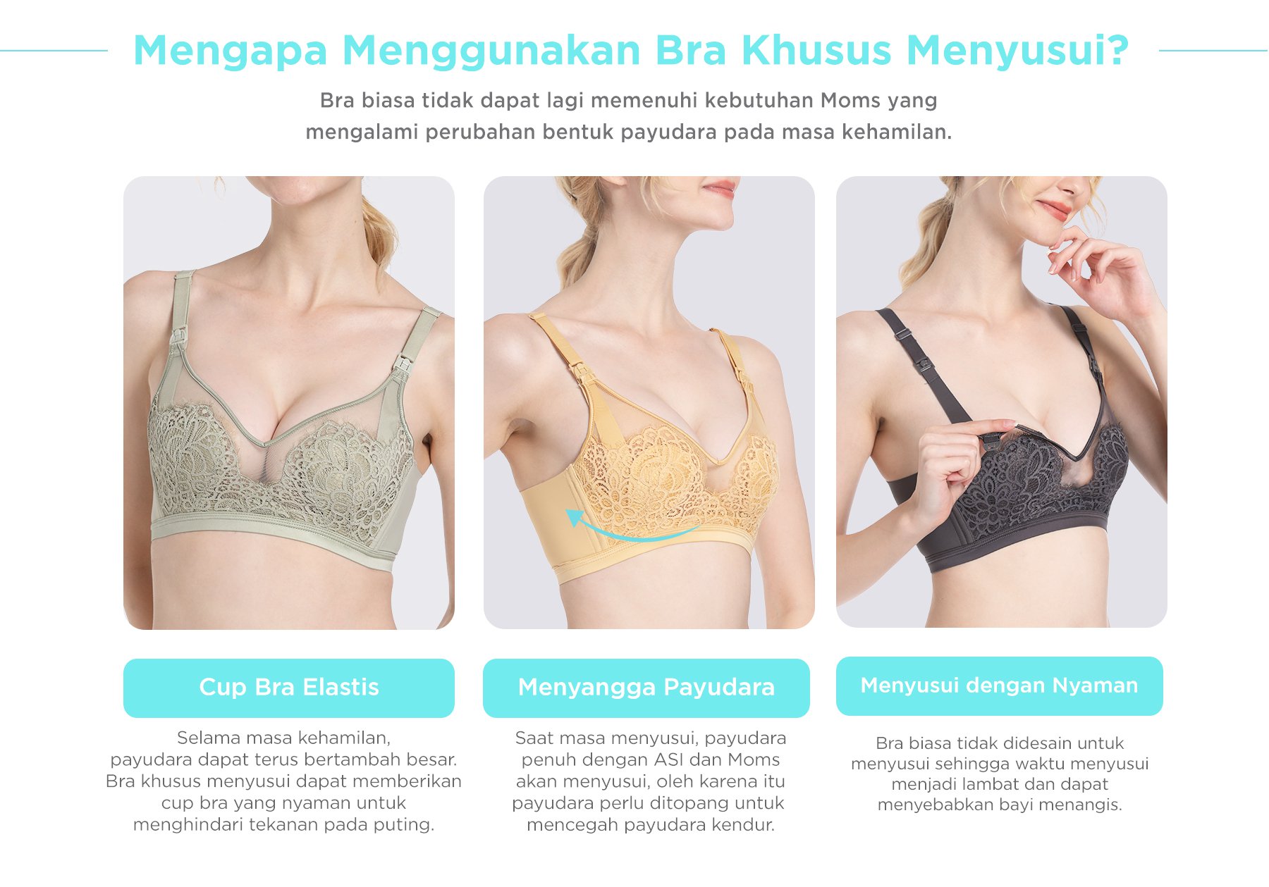 MOOIMOM Nude Lace Maternity & Nursing Bra - Bra Hamil & Menyusui description image