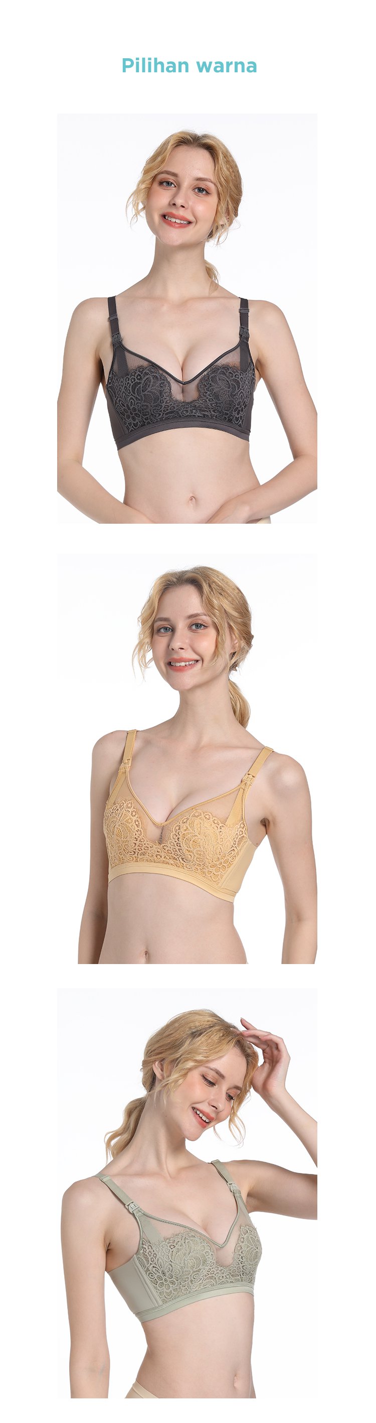 MOOIMOM Nude Lace Maternity & Nursing Bra - Bra Hamil & Menyusui description image