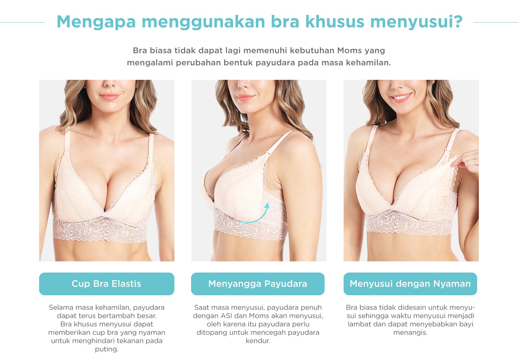 MOOIMOM Saxe Lace Maternity & Nursing Bra - Bra Hamil & Menyusui Nyaman description image