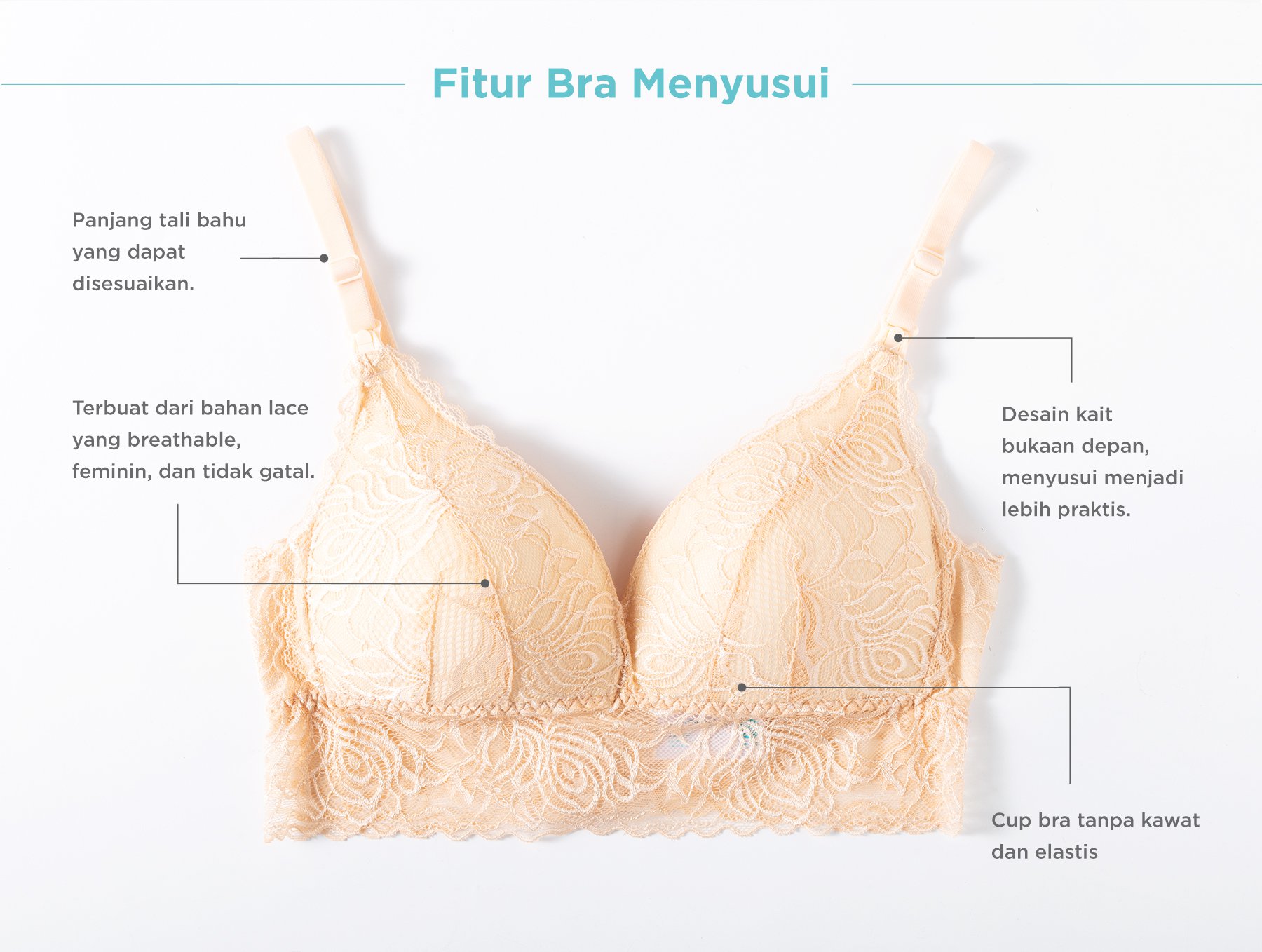 MOOIMOM Saxe Lace Maternity & Nursing Bra - Bra Hamil & Menyusui Nyaman description image