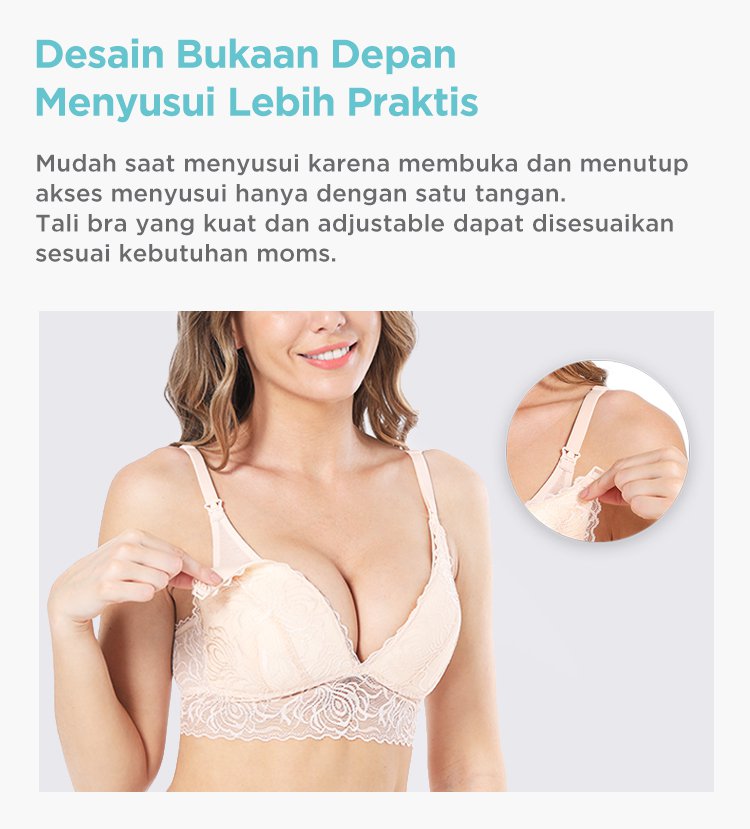 MOOIMOM Saxe Lace Maternity & Nursing Bra - Bra Hamil & Menyusui Nyaman description image