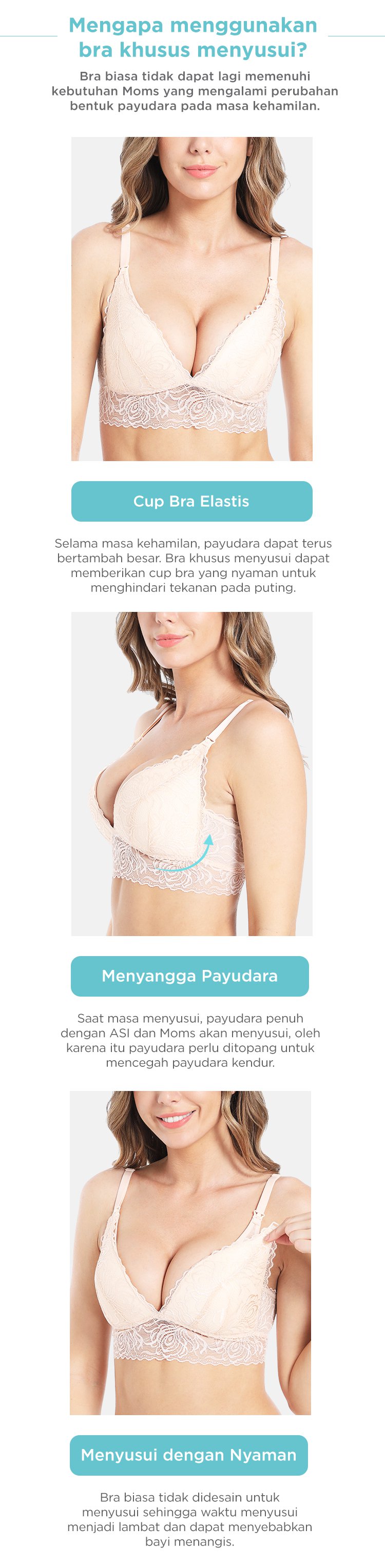 MOOIMOM Saxe Lace Maternity & Nursing Bra - Bra Hamil & Menyusui Nyaman description image