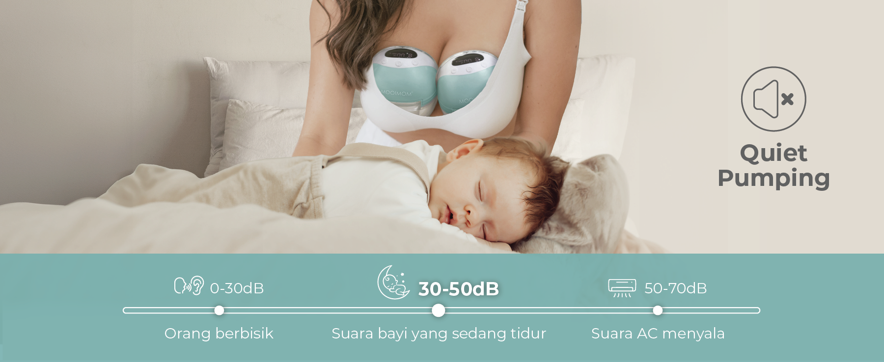 MOOIMOM Wireless Electric Breast Pump M3 (2 pieces) - Pompa ASI Elektrik Wireless description image