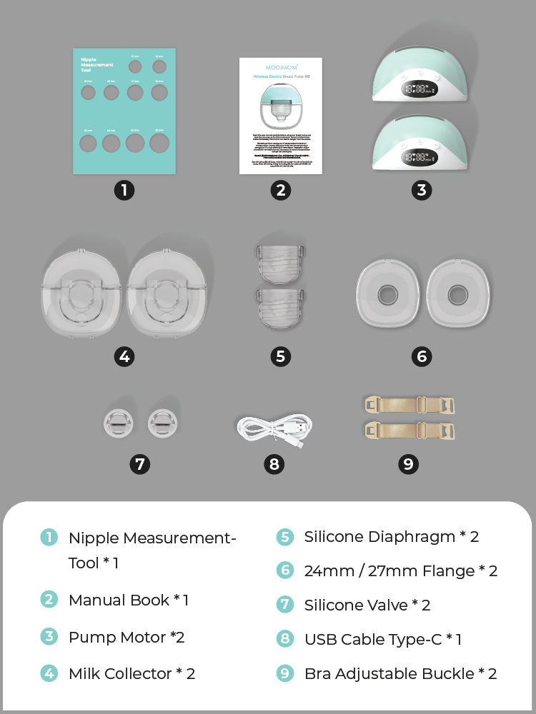 MOOIMOM Wireless Electric Breast Pump M3 (2 pieces) - Pompa ASI Elektrik Wireless description image