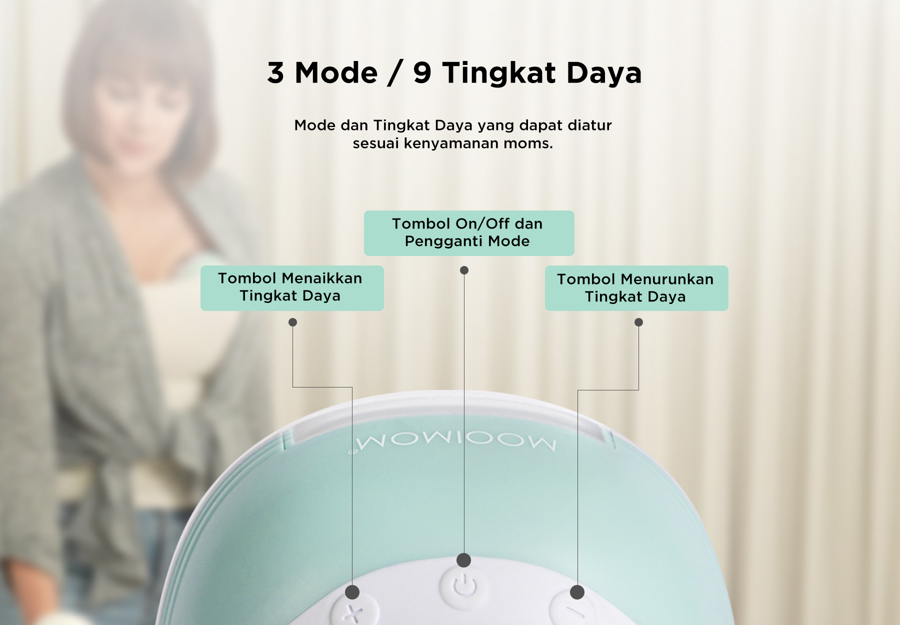 MOOIMOM Wireless Electric Breast Pump M3 2 Pcs - Pompa ASI Elektrik Wireless description image