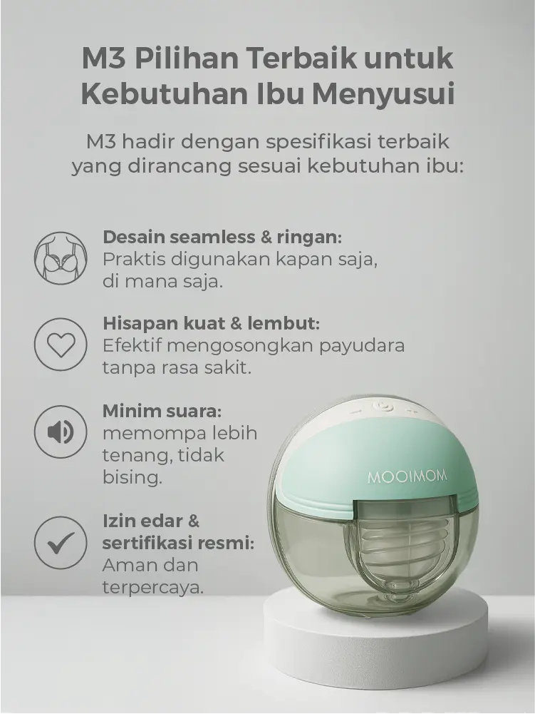 MOOIMOM Wireless Electric Breast Pump M3 2 Pcs - Pompa ASI Elektrik Wireless description image