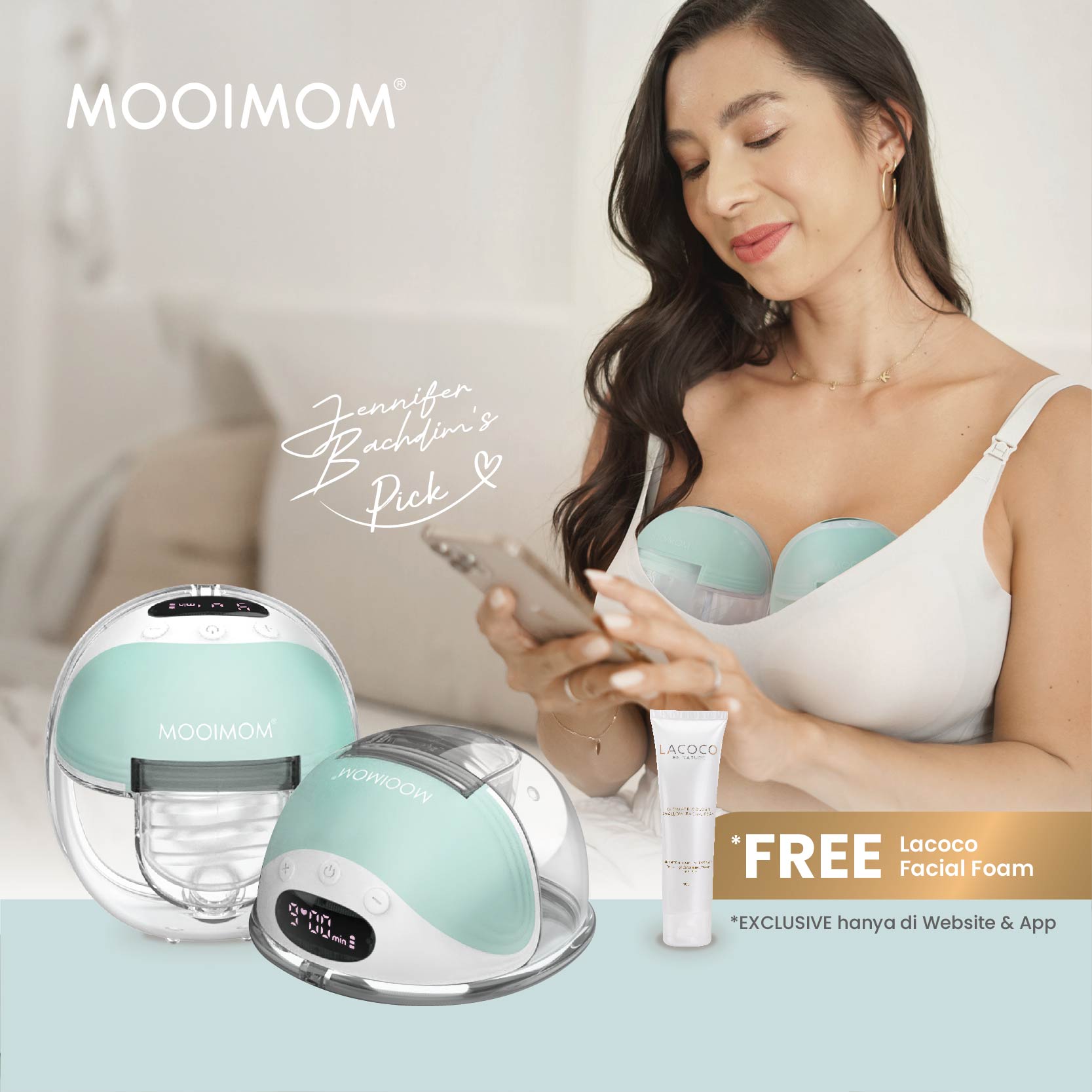 MOOIMOM Wireless Electric Breast Pump M3 2 Pcs - Pompa ASI Elektrik Wireless